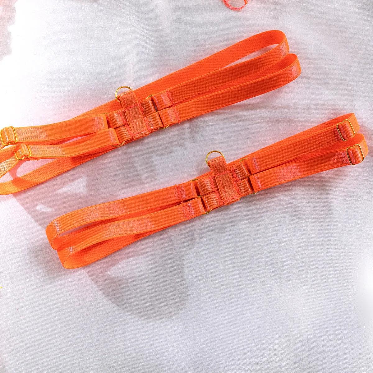 Orange Lip Neon Lingerie Set