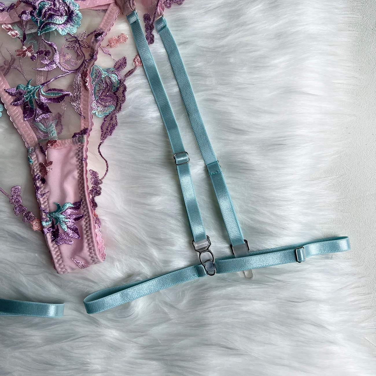 Lavender Floral Lingerie Set