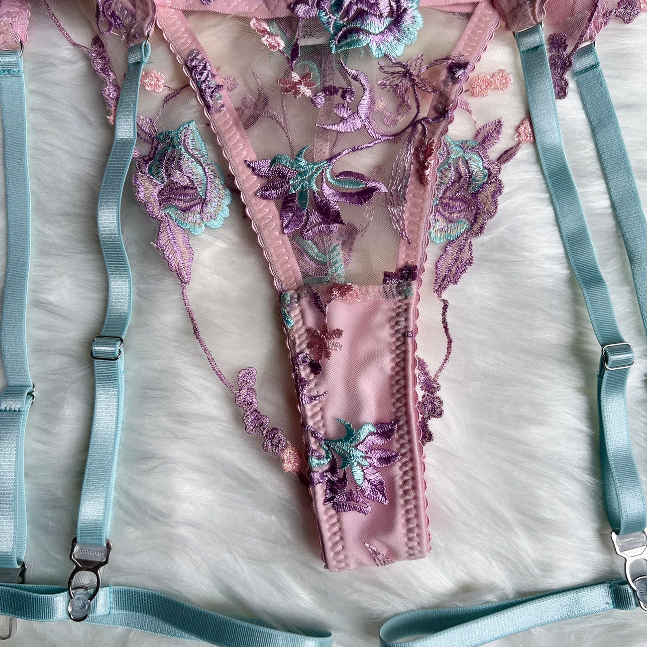 Lavender Floral Lingerie Set