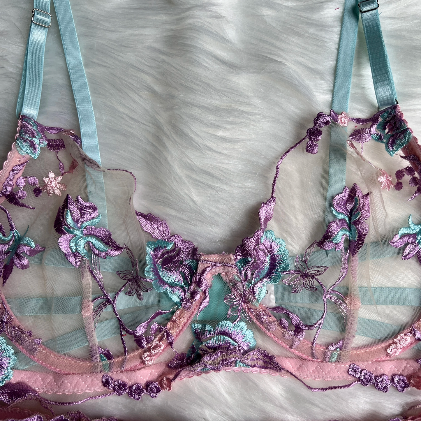 Lavender Floral Lingerie Set
