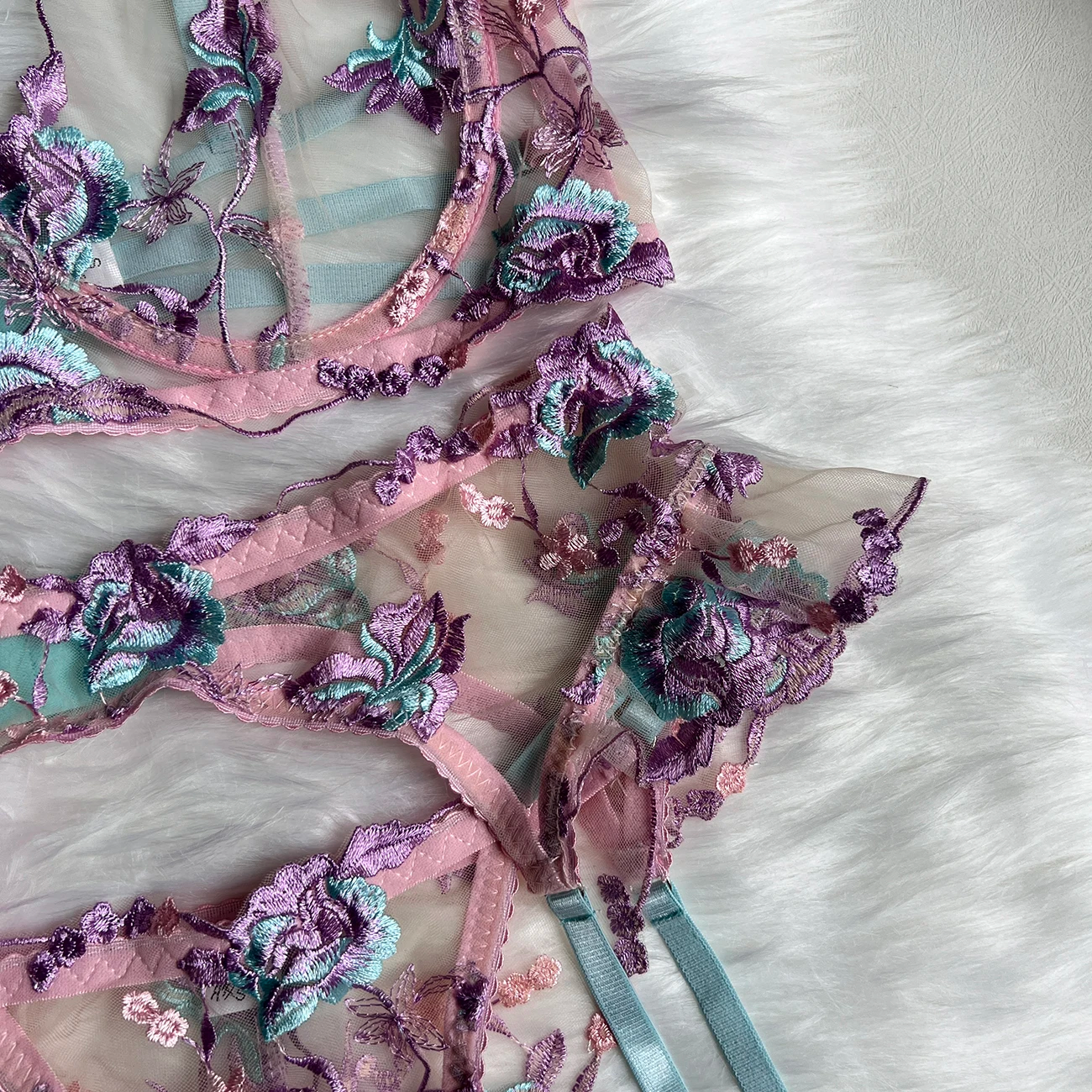 Lavender Floral Lingerie Set