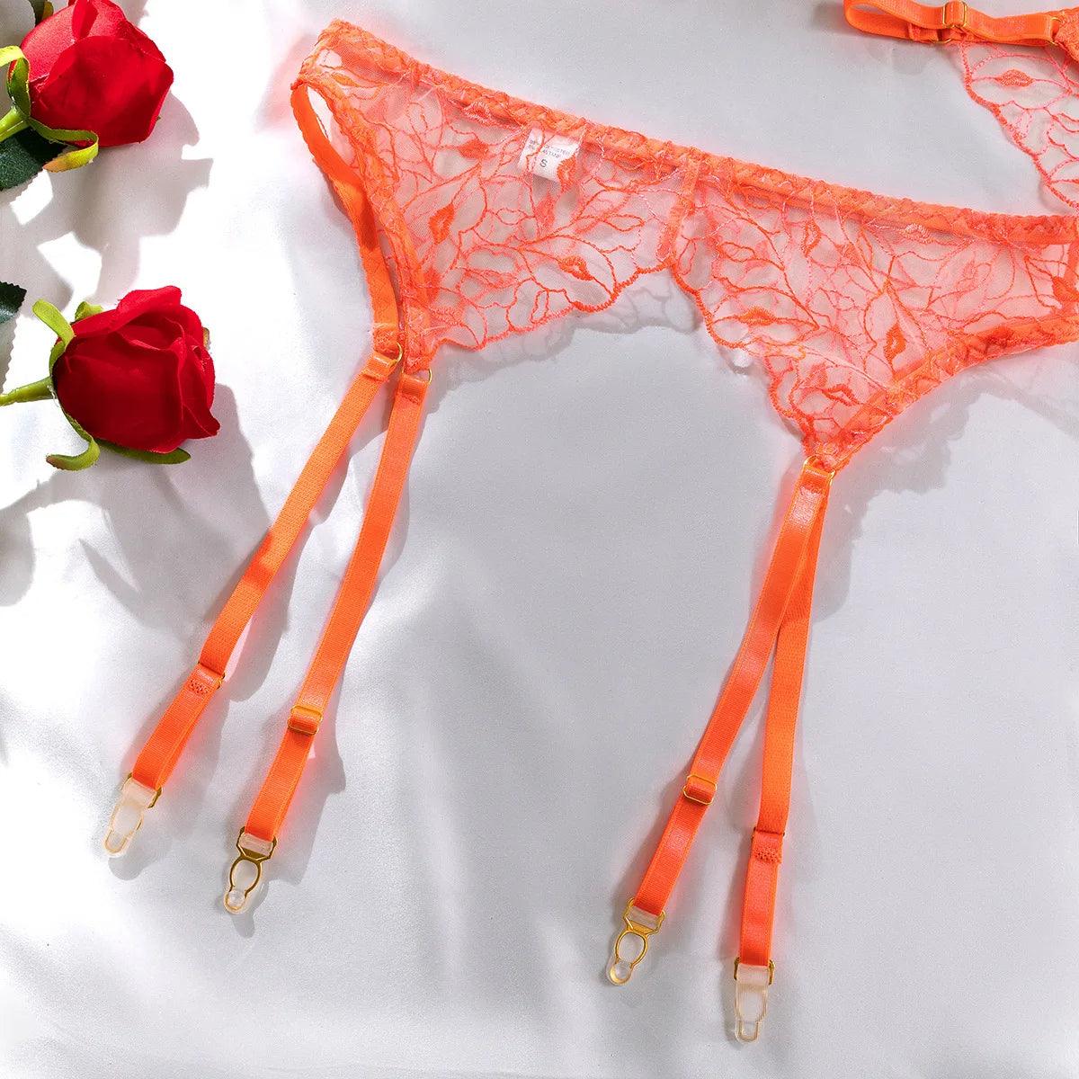 Orange Lip Neon Lingerie Set