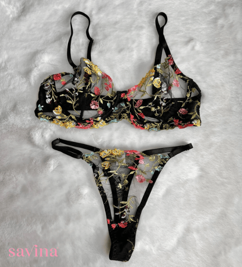 Conjunto Lingerie Lace Floralβ’ | O Segredo das Mulheres (Conjunto Completo) - savina