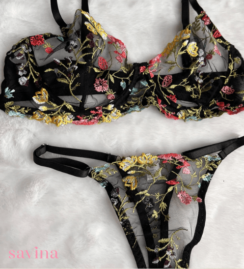 Conjunto Lingerie Lace Floralβ’ | O Segredo das Mulheres (Conjunto Completo) - savina