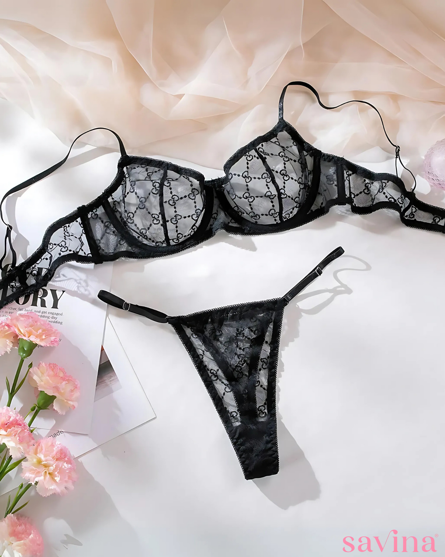 Oplence Black Lingerie Set