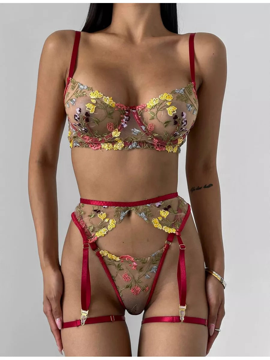 Gardens Wine Lingerie Set
