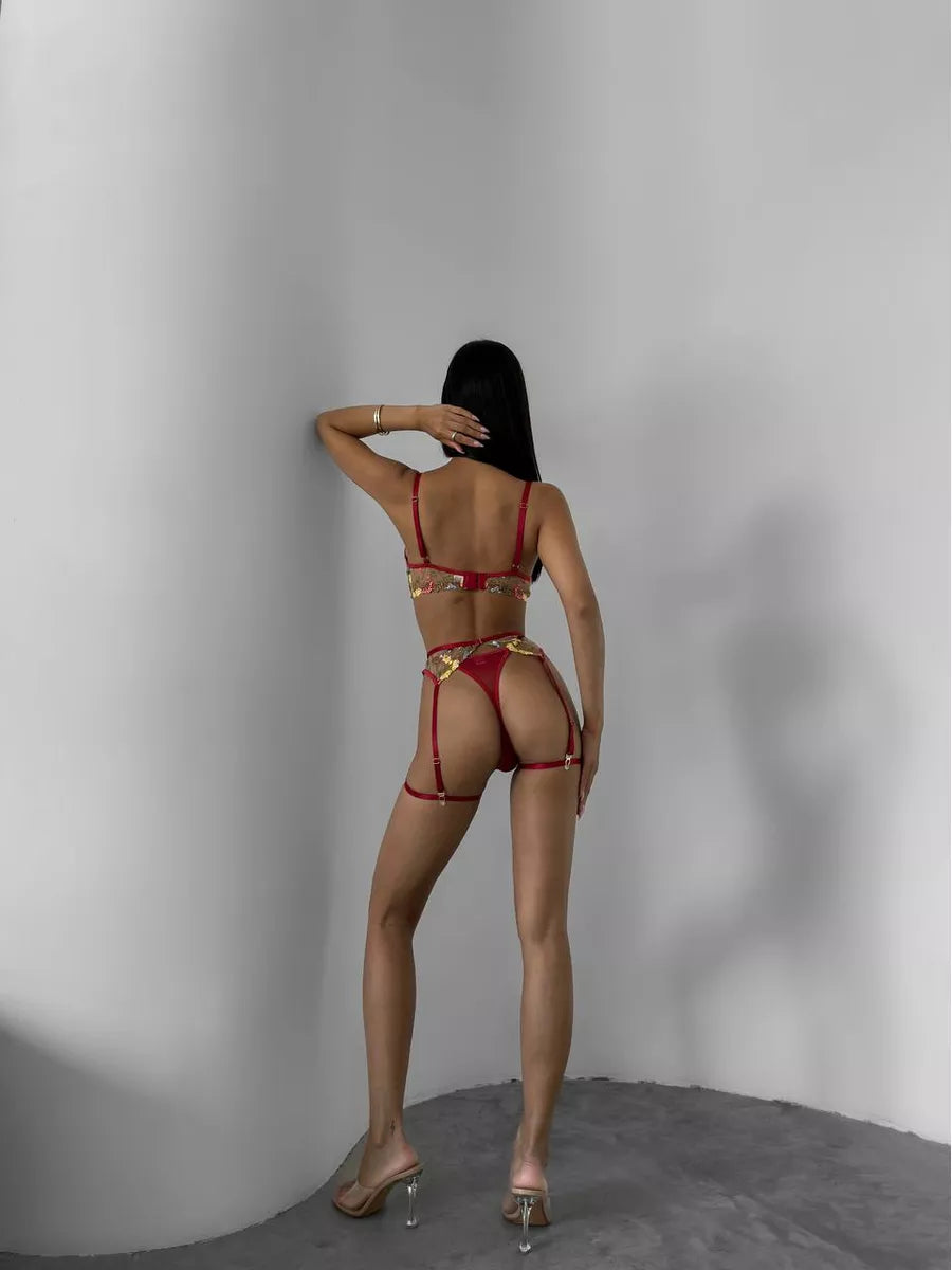 Gardens Wine Lingerie Set
