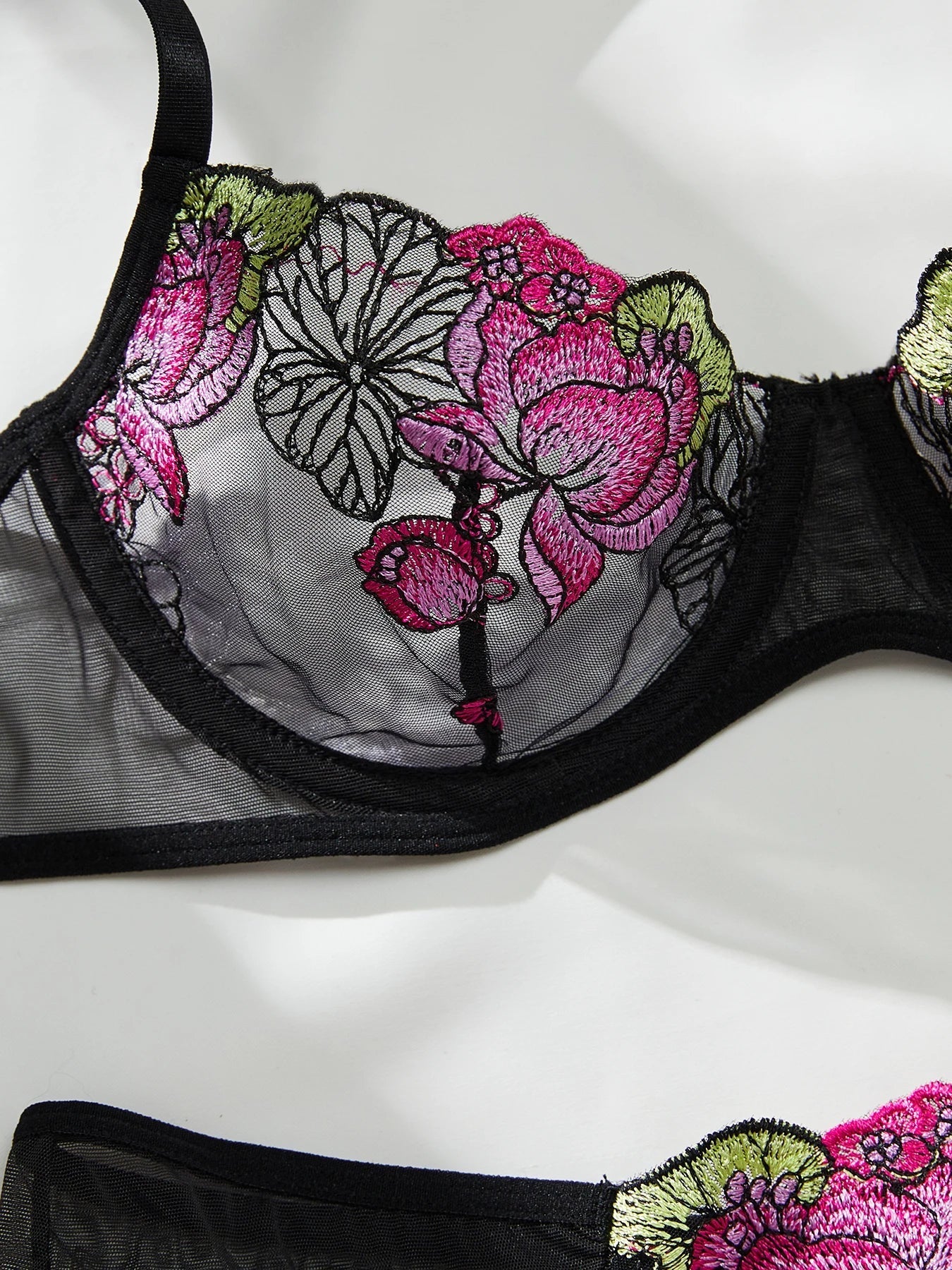 Noir Blossom Lingerie Set