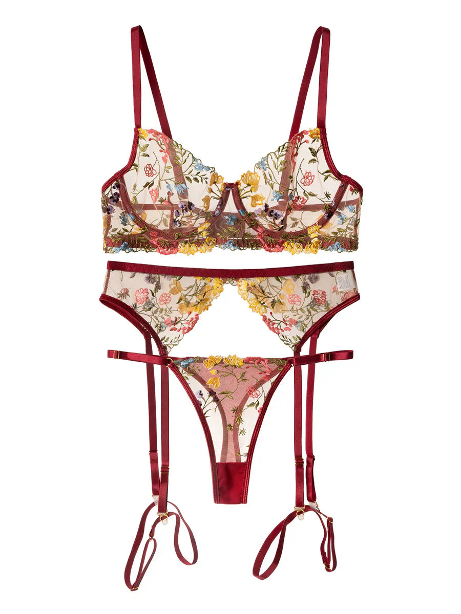 Gardens Wine Lingerie Set