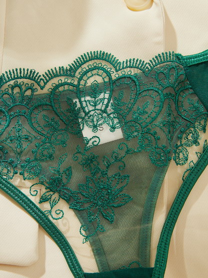 Emerald Flower Lingerie Set
