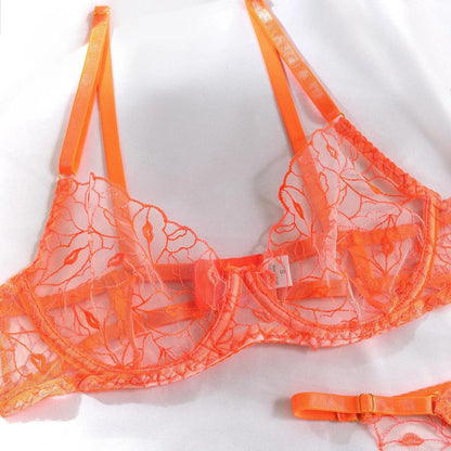 Orange Lip Neon Lingerie Set