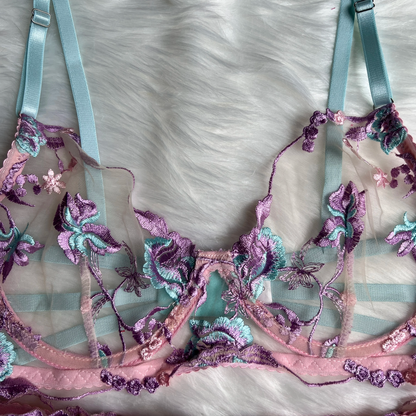 Lavender Floral Lingerie Set
