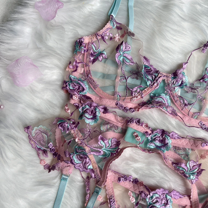 Lavender Floral Lingerie Set