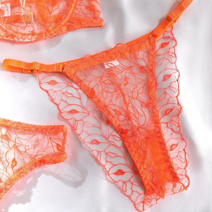 Orange Lip Neon Lingerie Set