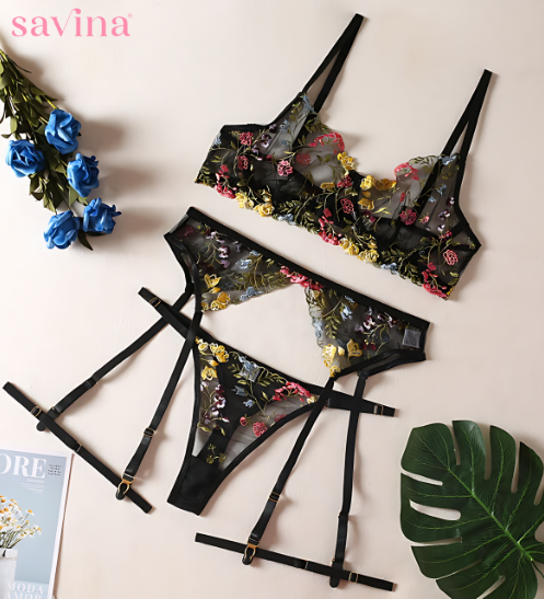 Gardens Black Lingerie Set