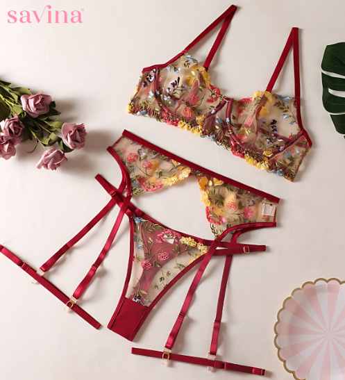 Gardens Wine Lingerie Set
