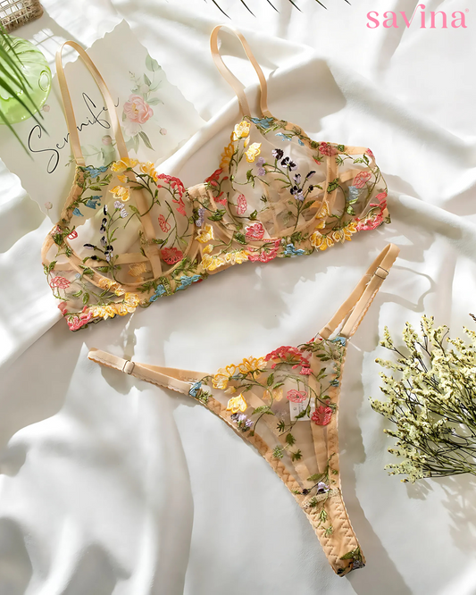 Lace Floral Lingerie Set