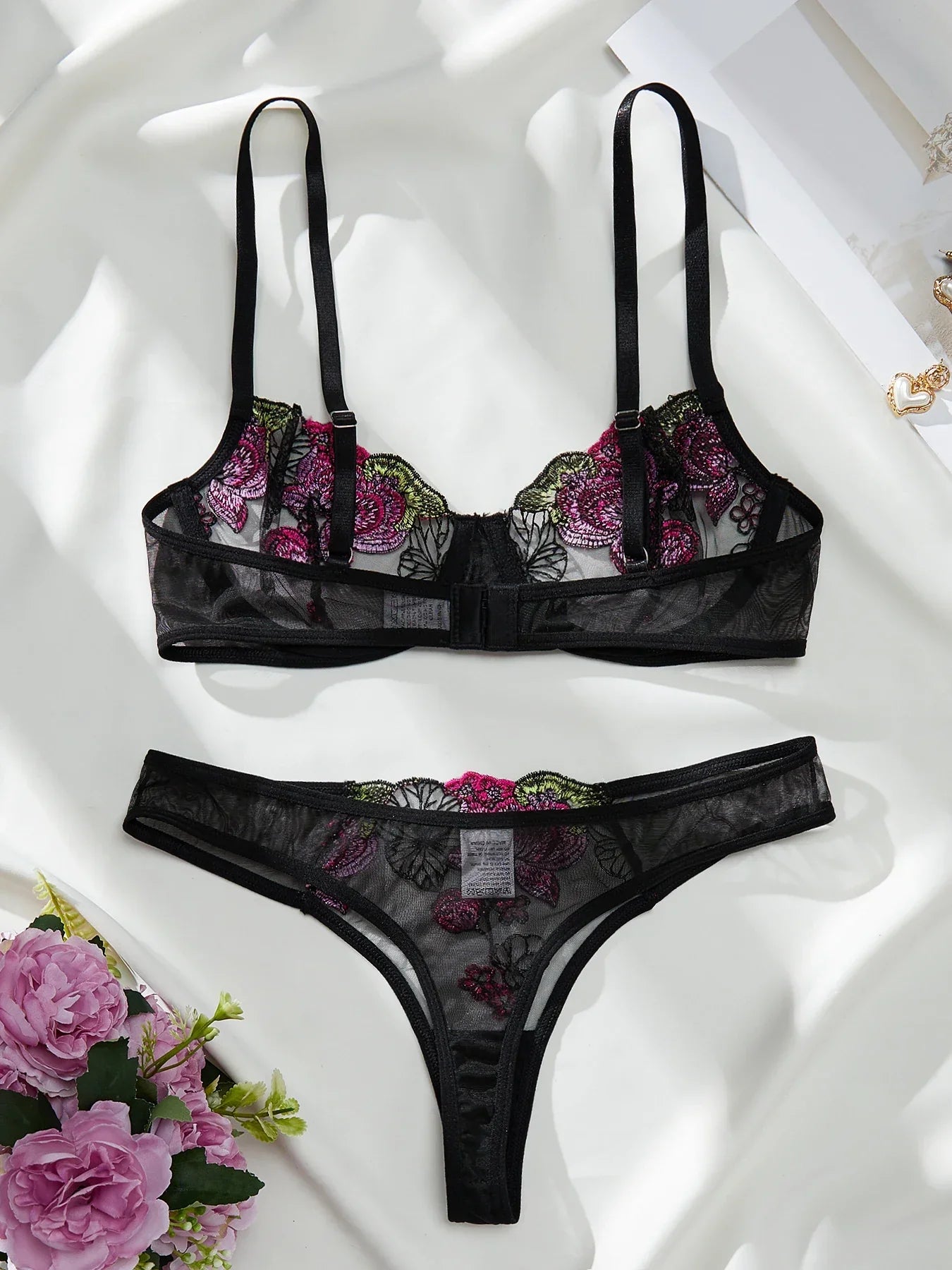 Noir Blossom Lingerie Set