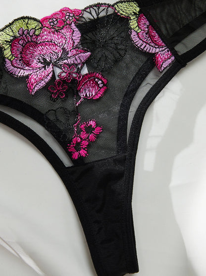 Noir Blossom Lingerie Set