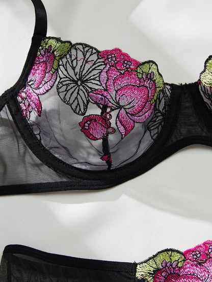 Noir Blossom Lingerie Set